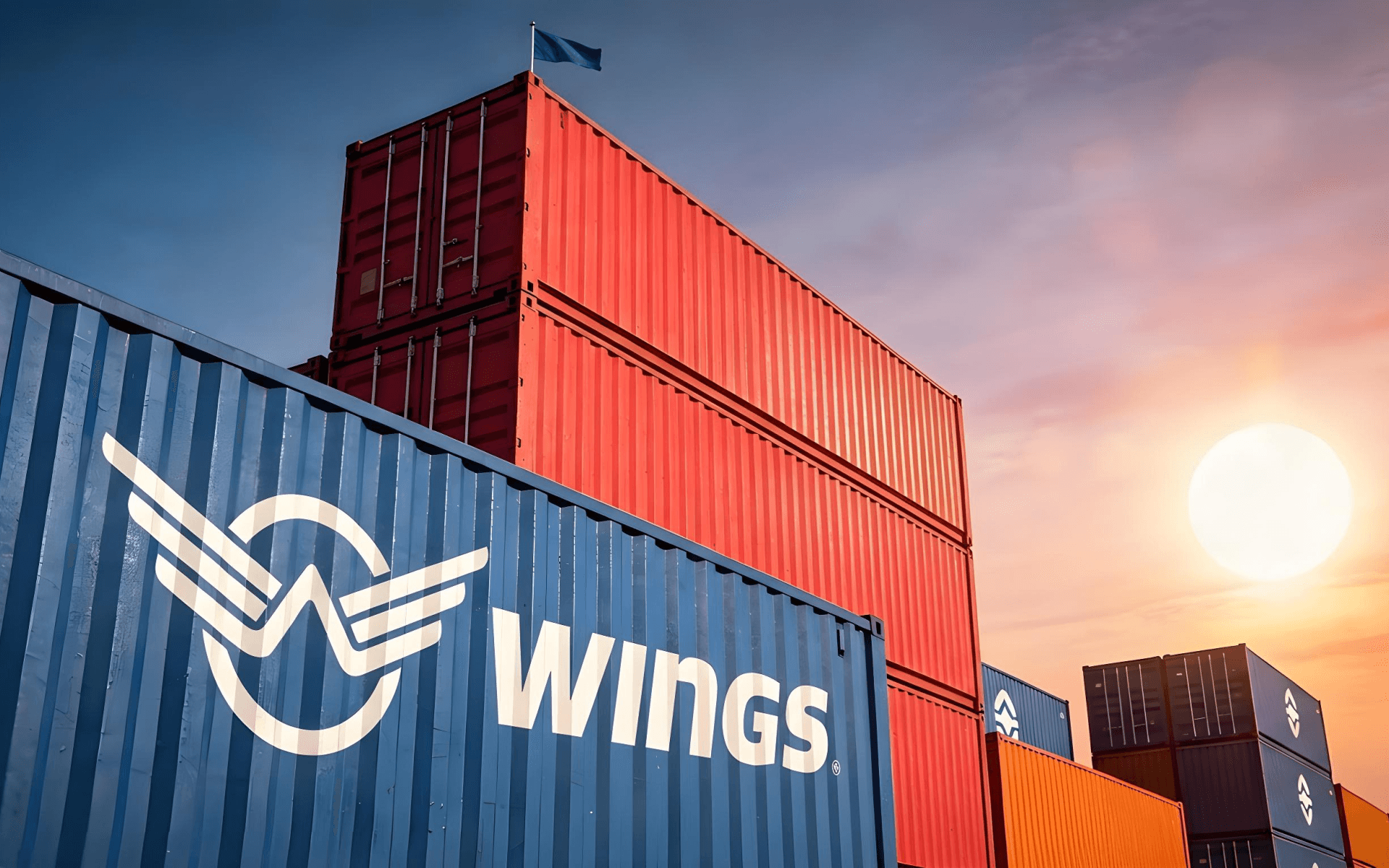 Contenedores Wings en puerto de origen